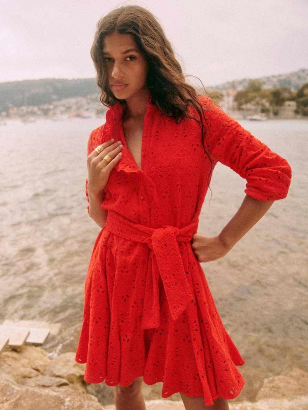 Sezane Marly Short Dress Coral - US Size 4 , Euro 36